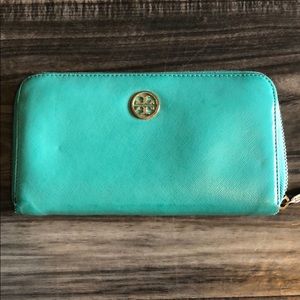 Tory Burch Robinson Teal Wallet